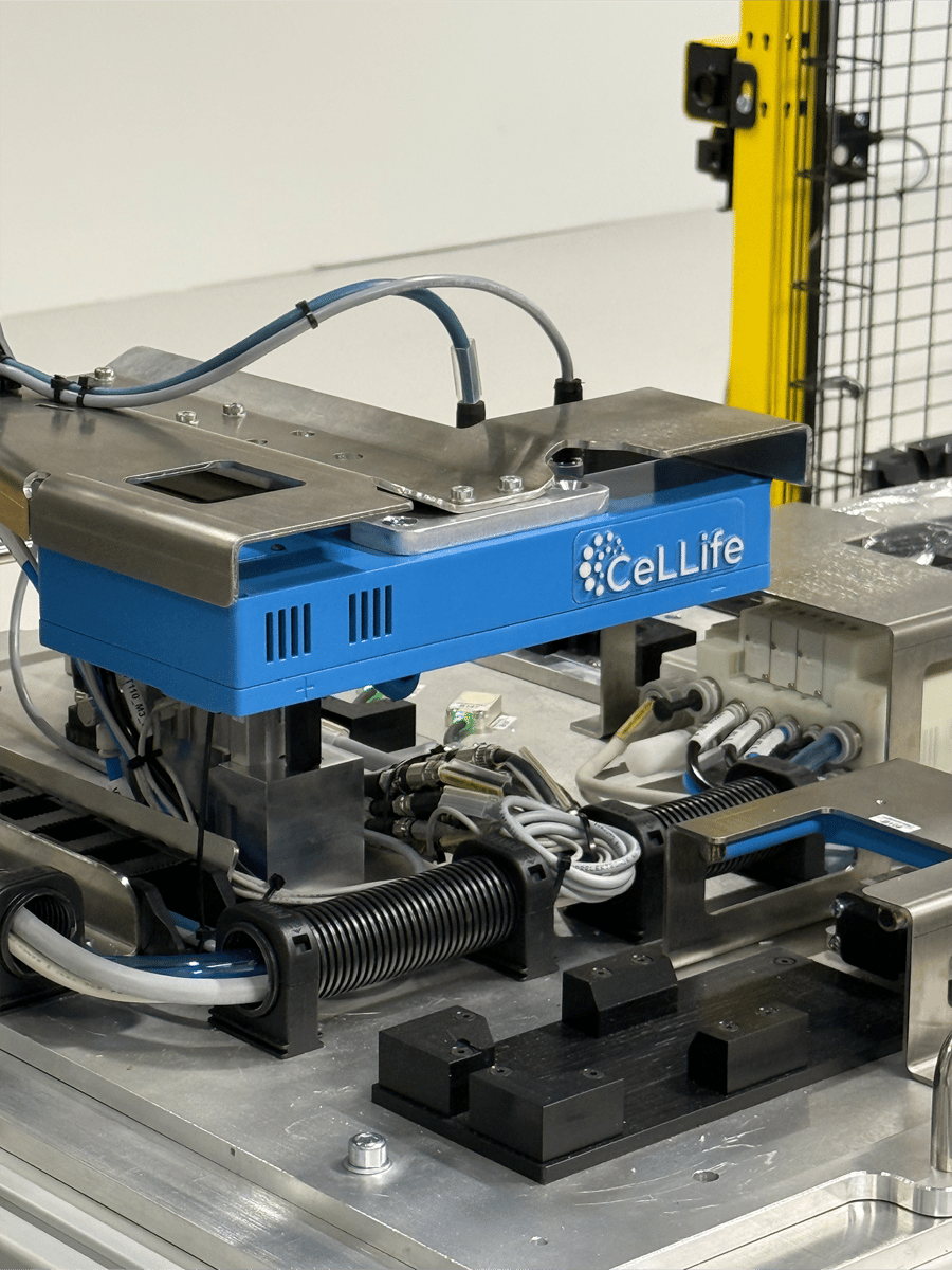 Part of CeLLife Line Pro in the beginning of assembly line